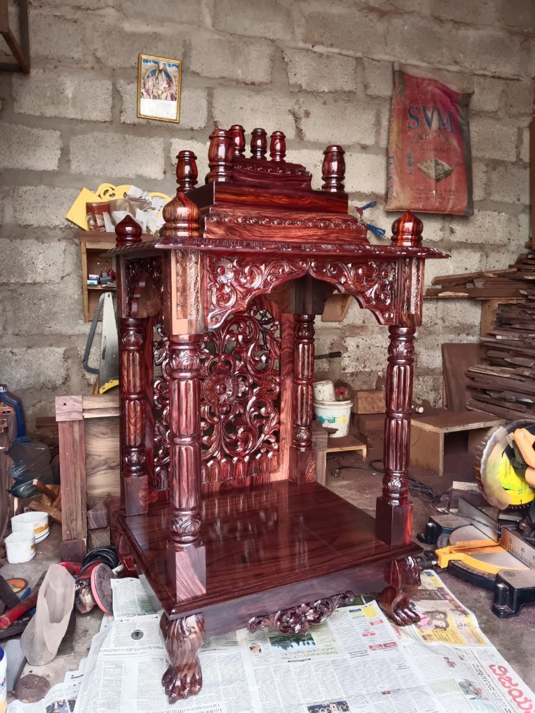 Another angle of the floral screen pavilion in the workshop